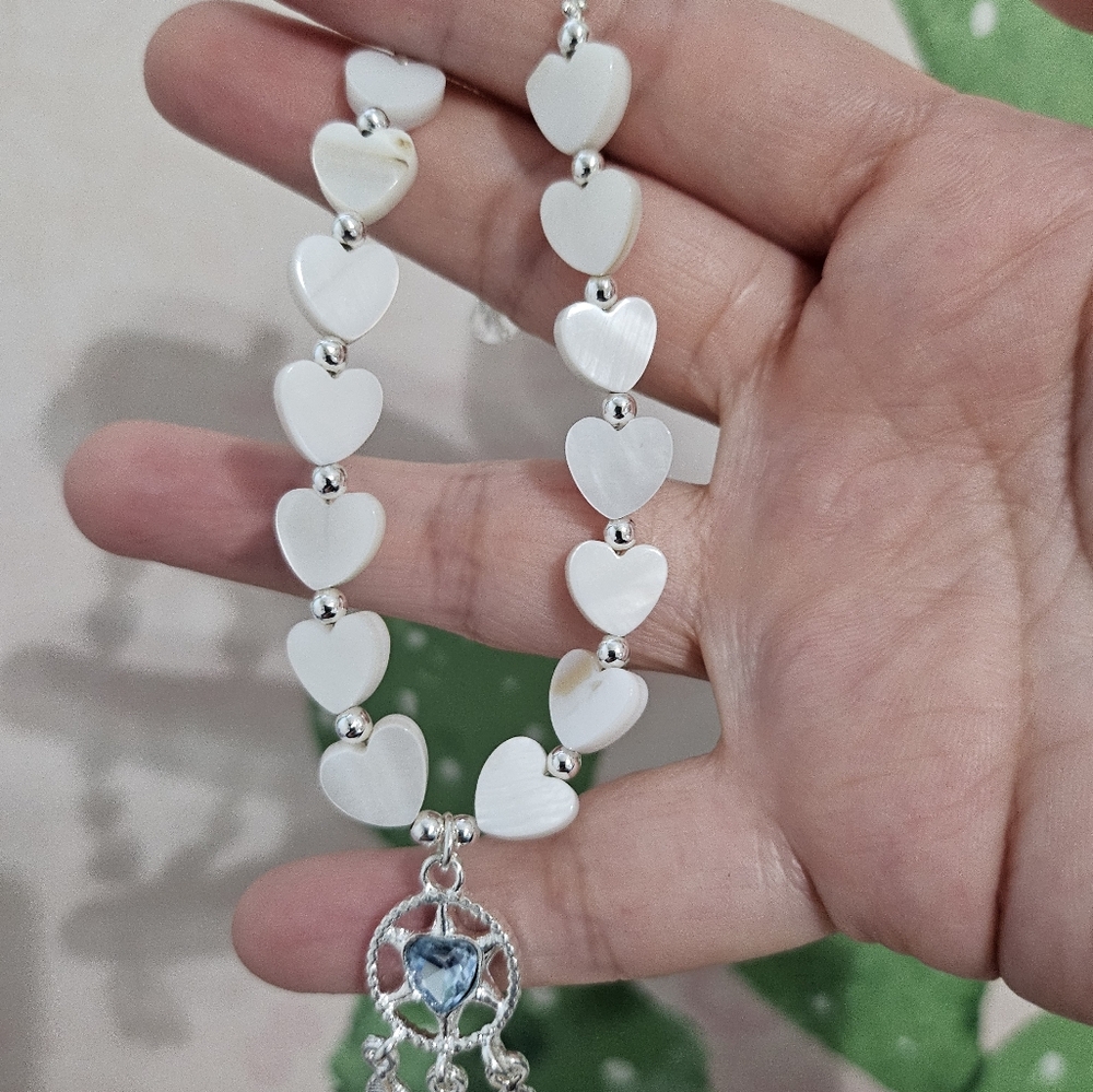 heart shell bracelet with charm